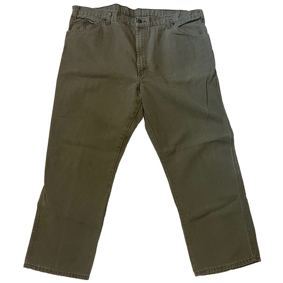 Vtg Mens 44X30 Dickies Duck Canvas Carpenter Work Pants 1939RMS River Moss Green - Picture 1 of 7